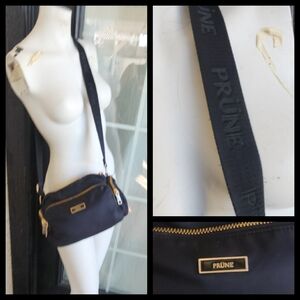 Prüne‎ Black Crossbody Bag with Gold Accents